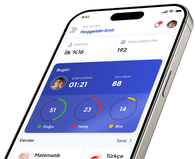 Akıllı telefonda eğitim uygulaması görüntüsü